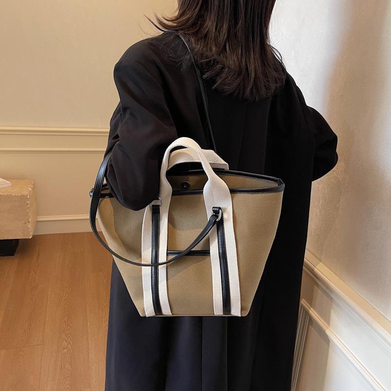 Women's 2025 Canvas Shoulder Tote Bag - High-Capacity, Handbag & Commuter Style
