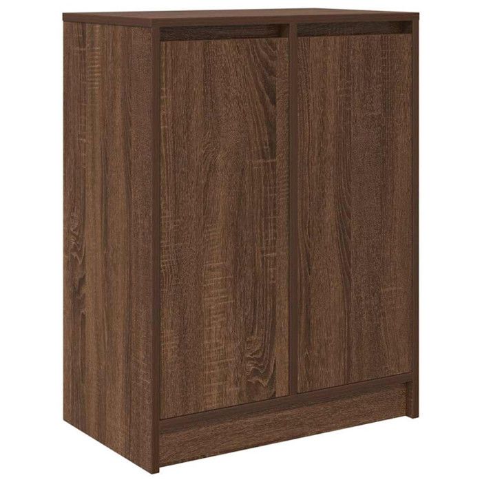 Brown Oak Shoe Cabinet 57x34x76 Cm Engineered Wood