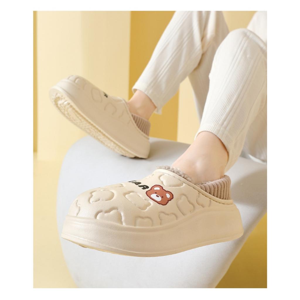 Waterproof Cotton Slippers for Women, Autumn and Winter Bags, Cotton Slippers, Winter Indoor Use, Anti Slip and Warm Thick Soled Cotton Shoes