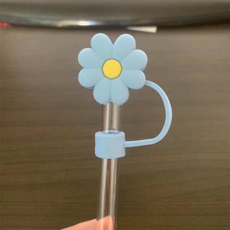 Becher-Strohhalm, süßer Silikondeckel, kompatibel mit 30- und 40-oz-Gläsern, 10 mm Blume, passend für Becherzubehör für Zuhause und draußen