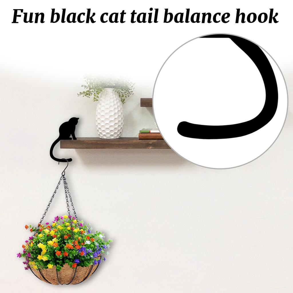 Fun Black Cats Tail Balance Hook Home Decoration Wooden Crafts