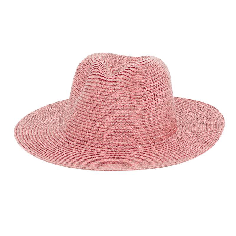 Cappello da Sole da Esterno a Tesa Larga Paglia Colore Unico Cappello da Cowboy Retrò Cappello da Viaggio Spiaggia Protezione Solare