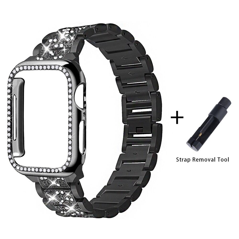 Cinturino + cassa con diamanti per Apple Watch Series 6 5 4 3 2 1 Se  cinturino da donna in acciaio inossidabile 38MM 40MM 42MM 44MM accessori  bracciale acquista in modo economico —