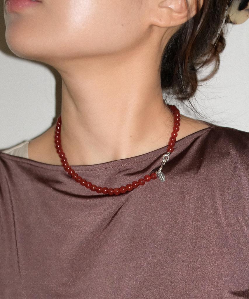 Marta 925 Silver. Carnelian Necklace (6Mm)
