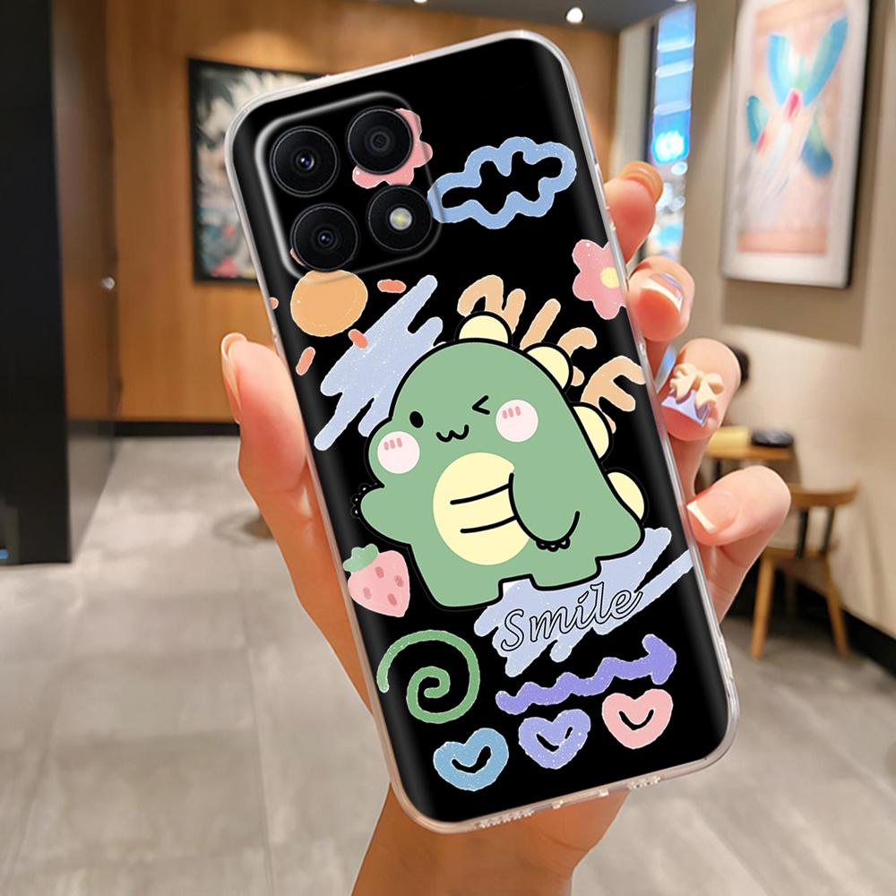For Honor X8b X8a 4G LLY-LX1 LLY-LX2 CRT-LX1 Cute Cartoon Painted Phone Cover TPU Soft Clear Silicone Case On Honor X8a 4G Mask