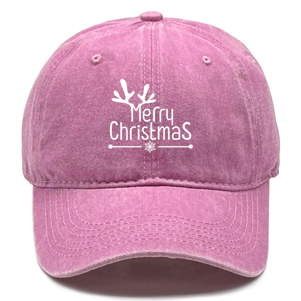 

Print Unisex Caps Merry Christmas Snapback Cap Washed Retro Raw Brim Adjustable Sun Hat Ideal Choice For Street Wear рожевий