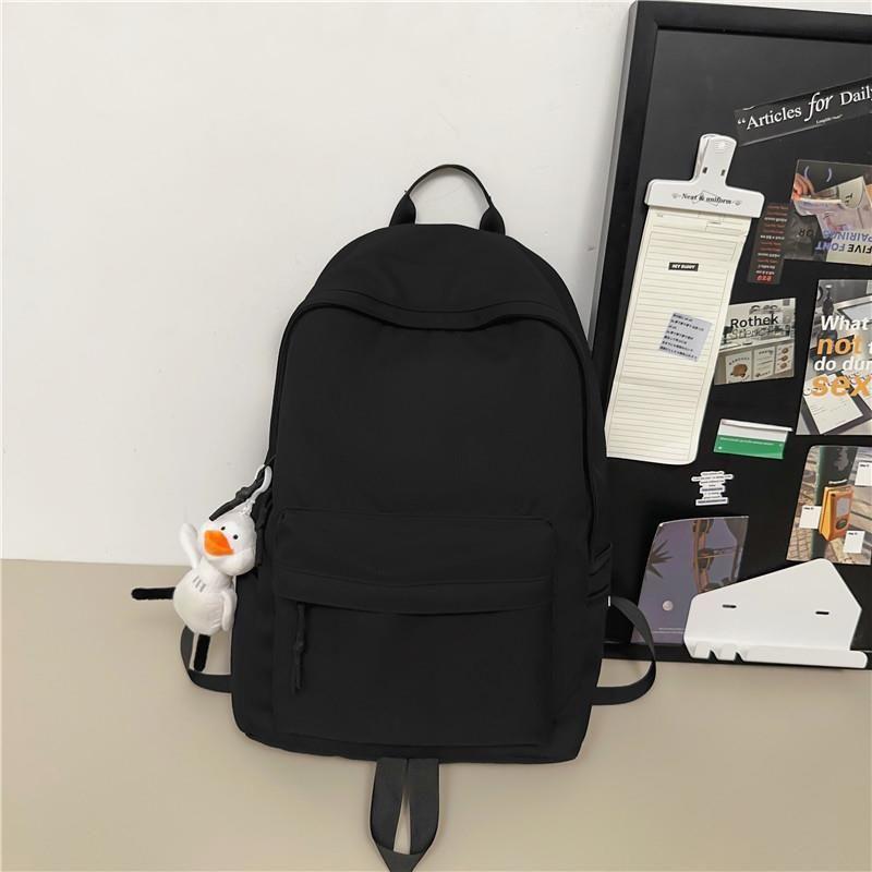 

JK Schoolbag Women Middle School Student Large Capacity Backpack Boys Travel Computer Bag Primary School Student Casual Backpack Black + duck pendant