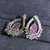 925 Sterling Silver Water Drop 4ct Pink Sapphire Synthetic Moissanite Stud Earrings For Women Creative Gift