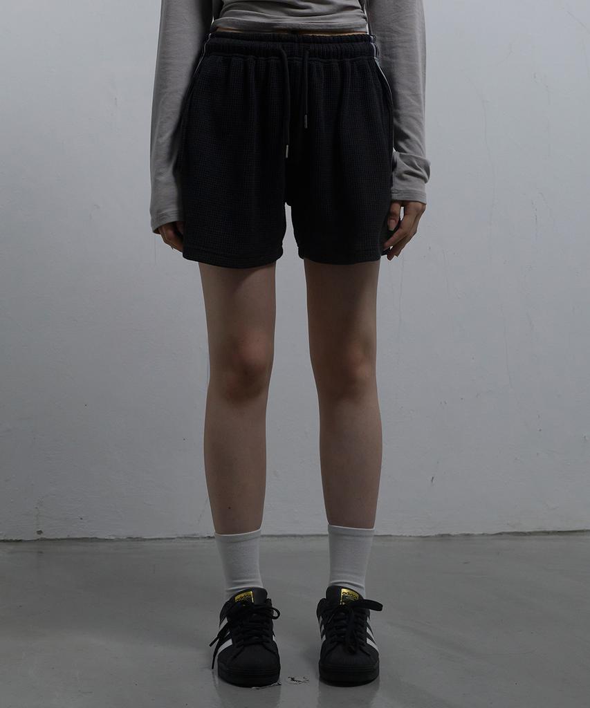 CHICKS Knitting-Like Track Shorts Charcoal