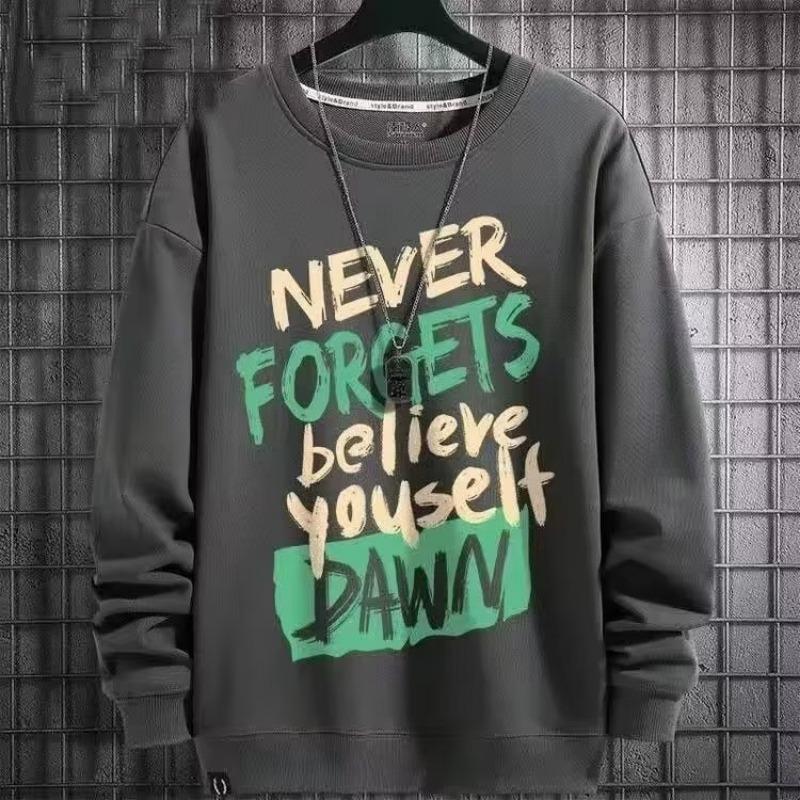 New Round Neck Sweatshirt Autumn New Men s Casual Sports Loose Trendy Long-sleeved T-shirt Letter Top M