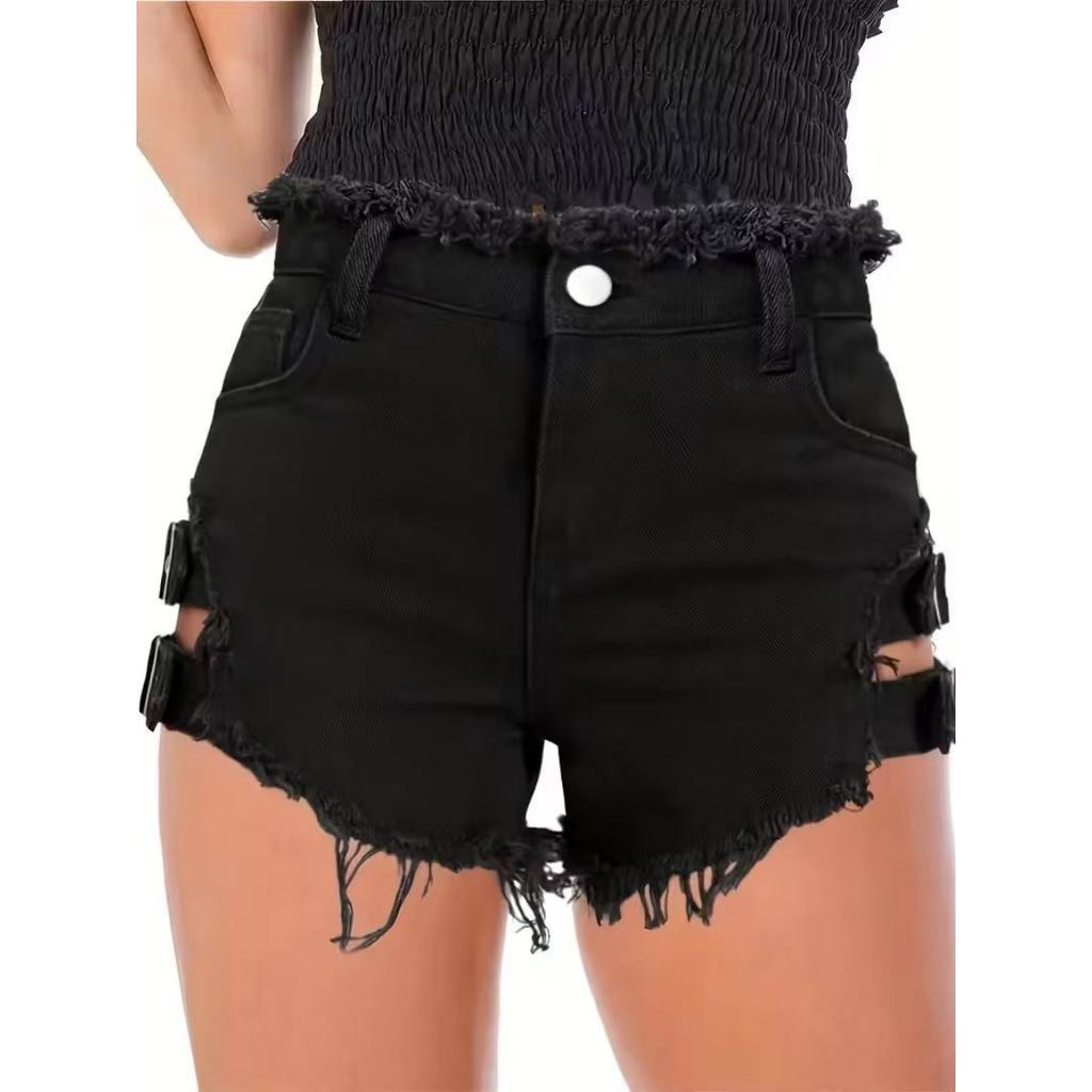 VIONA Sommer Vintage Trend Heißes Mädchen Harajuku High Waist Unregelmäßige Jeansshorts Goth Rock Sexy Damen Shorts Schlankmachend Vielseitig