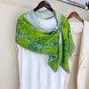 Green Oil Painting 100% Mulberry Silk Silk Long Scarf Spring And Summer Foreign Style Silk Scarf Shawl