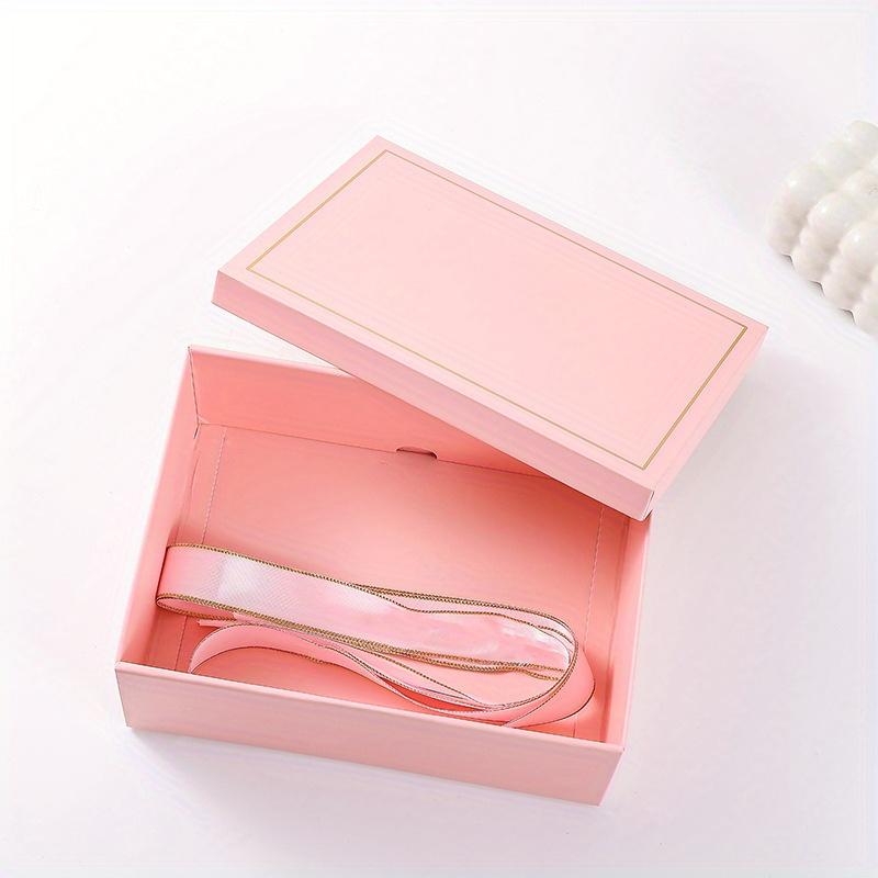 1pc Gift Box with Ribbon, Wedding Bridesmaid Groomsman Proposal Box, Rectangle Present Box with Lids for Jewelry, Birthday, Holiday, Mother's Day