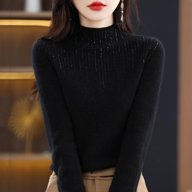 Women's Cashmere Sweater Qinghe Cashmere 30% Cashmere 70% Wool Women's Autumn and Winter Cashmere Pullover Soft and Warm