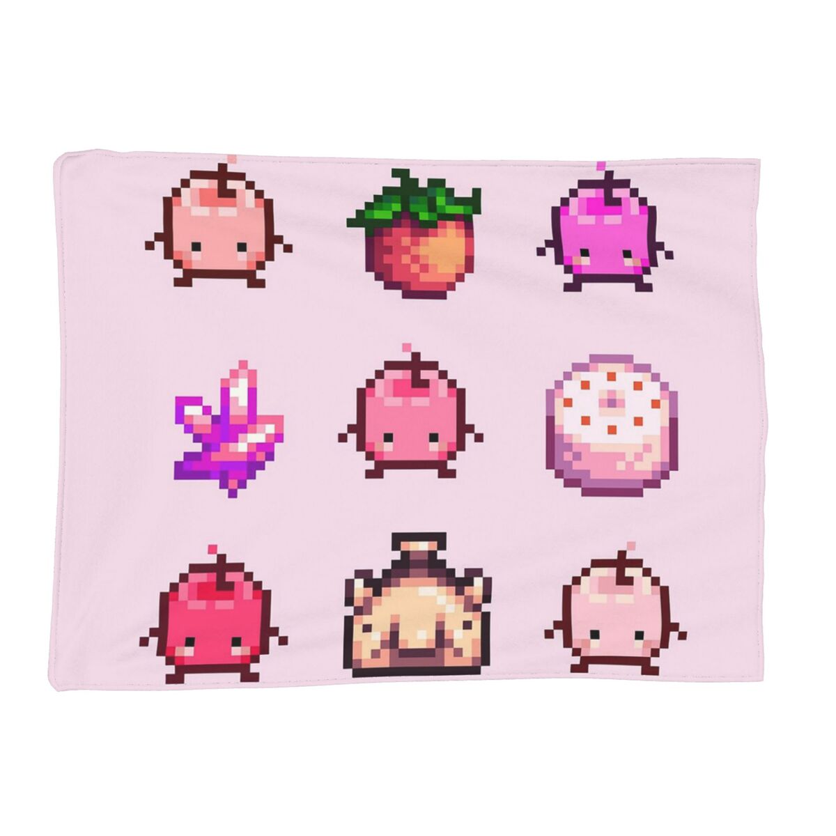 Stardew Valley Pink Junimo Set Blankets Soft Warm Flannel Throw Blanket Plush for Bed Living room Picnic Travel Home Sofa Size: 75*100cm, Weight: 230 GSM