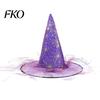 Halloween Witch Hat Wizard Hat, Adult Kids Cosplay Cone with Spider Leather Web Star Decor, Gothic Party Costume Prop, Trick or Treat Accessory