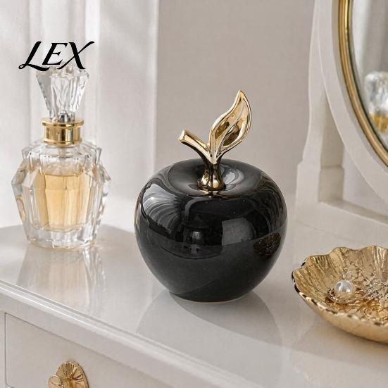 Auspicious Meaning Peace Decor Resin Apples Figurine with Leaf, Minimalist Fruit Ornament, Housewarming Gifts for New Home Arts Crafts Desk