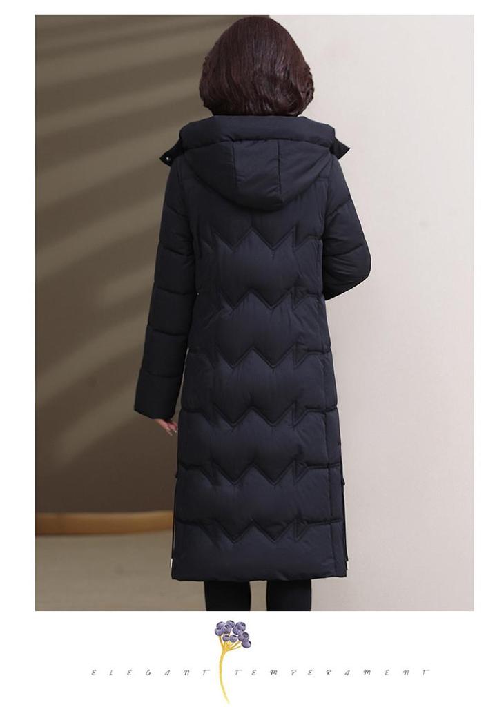 Thickened Plus Size Cotton Jacket: Slimming Knee-Length for Middle-Aged & Elderly Women