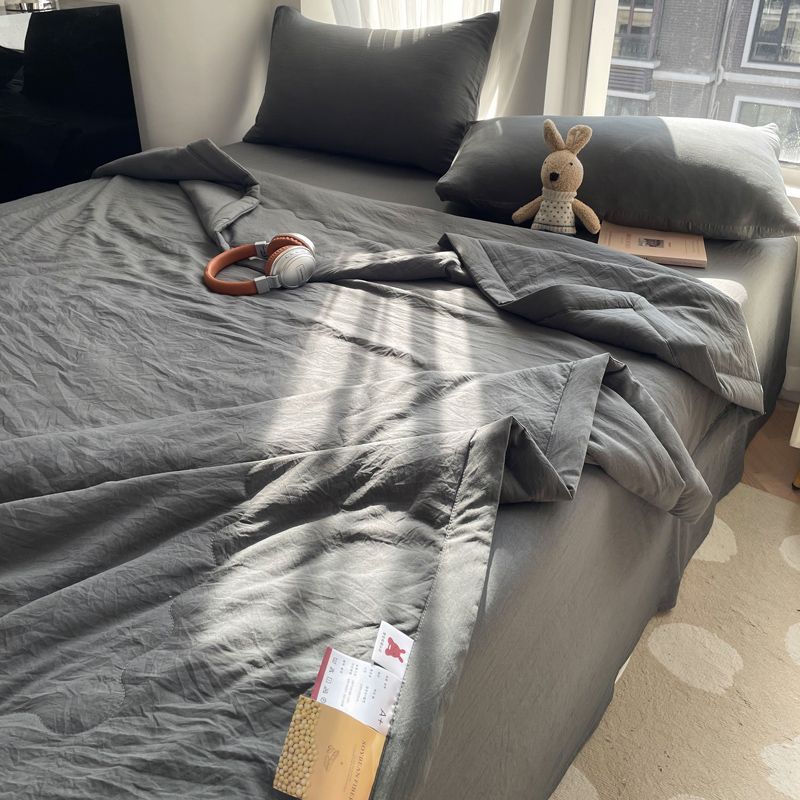 Mild Melkete Farge Lett Klimateppe Vaskbart Bomull Sommerkjølig Dyne Maskinvaskbart Tynt Sengeteppe for Sommer