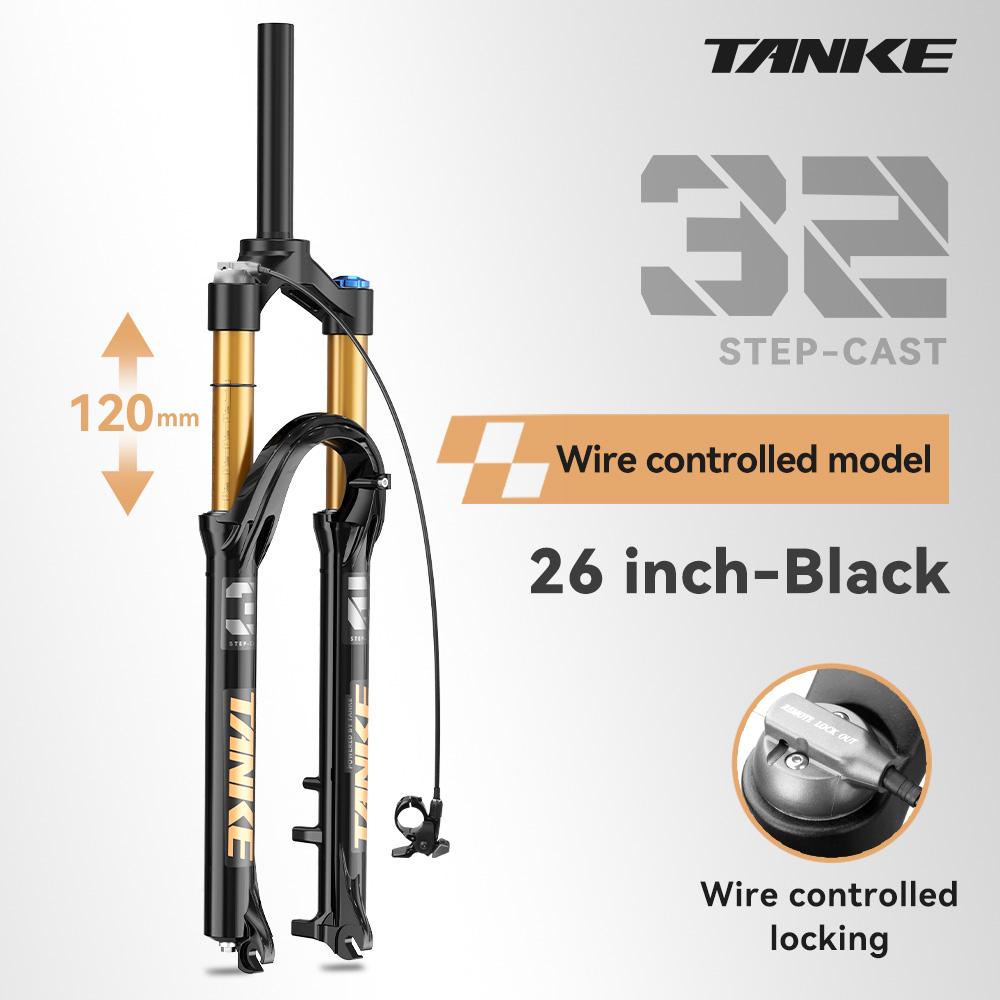 TANKE Bike Fork Rebound Adjustable MTB Air Front Suspension 26/27.5/29 Inch 120mm Travel Quick Release Fork Bicycle Accessories