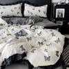 French Pure Cotton Four-piece Washed Cotton Black Ruffle Edge Quilt Cover