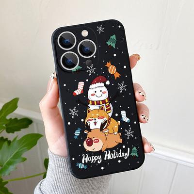 Weihnachtsmann-Elch-weiche Silikon-Telefonhülle für iPhone 16 15 Pro Max 14 Pro 13 12 11 Stoßfeste Weihnachtsschale TPU-Neujahrsabdeckung mit Seil