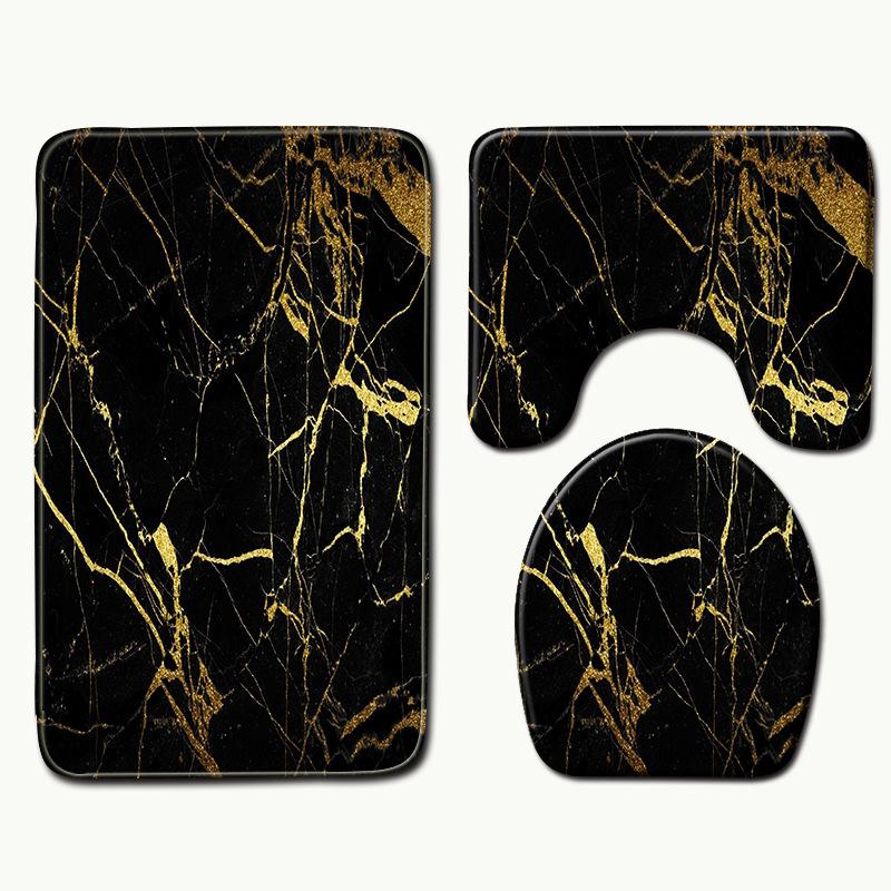Marble Print Bathroom 3piece Set Nonslip Absorbent Bathroom Floor Mat Carpet Absorbent Shower Mat and Ushaped Carpet