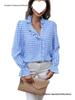 Spring New Arrival: Women's French Ruffle Plaid Shirt