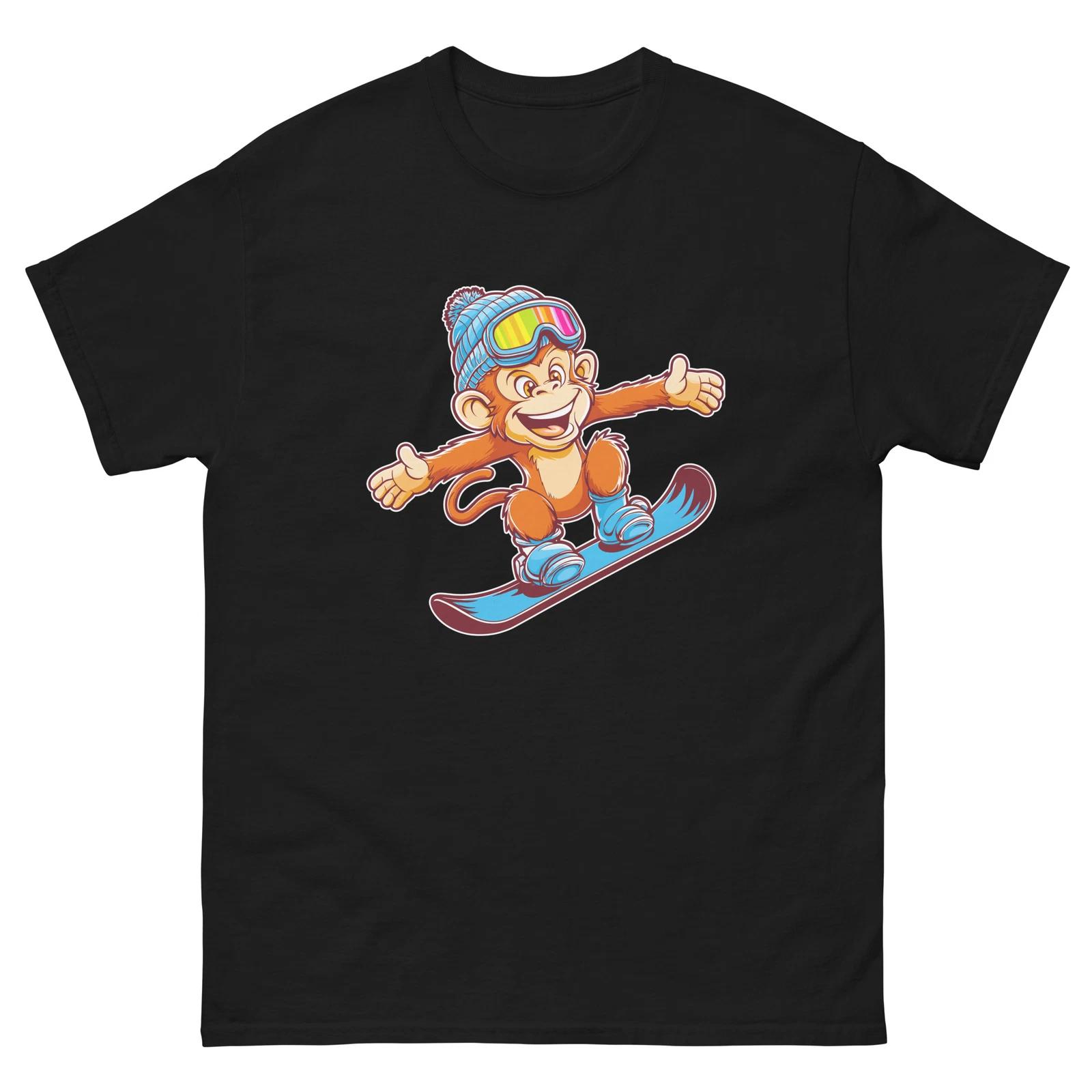 Monkey Snowboarding Fun Cartoon Snowboarder Shirt T-Shirt 2XL