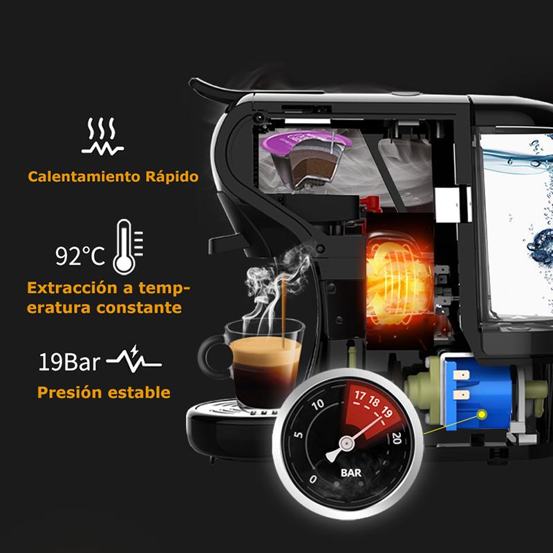HiBREW H1A 4-in-1 Multifunktions-Kaffeemaschine, 19 bar Hochdruckextraktion, 1450 W Leistung, transparent, abnehmbar, lebensmittelechter BPA-freier Wassertank.