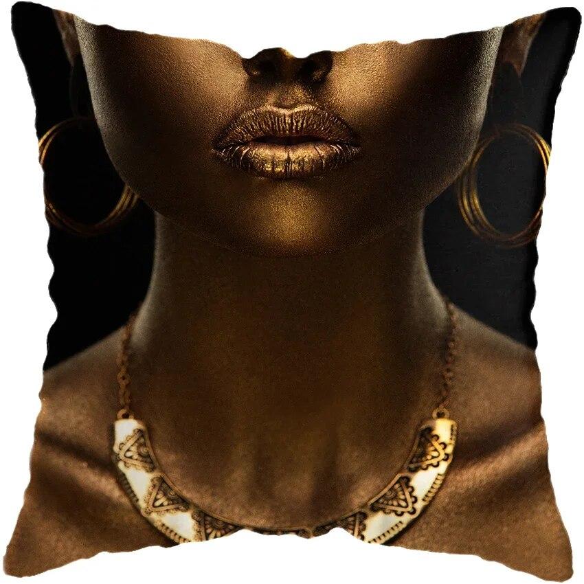Home Decor Fashion Afro Black Women Girls Sofa Pillowcases Bedroom Living Room Cushion Covers