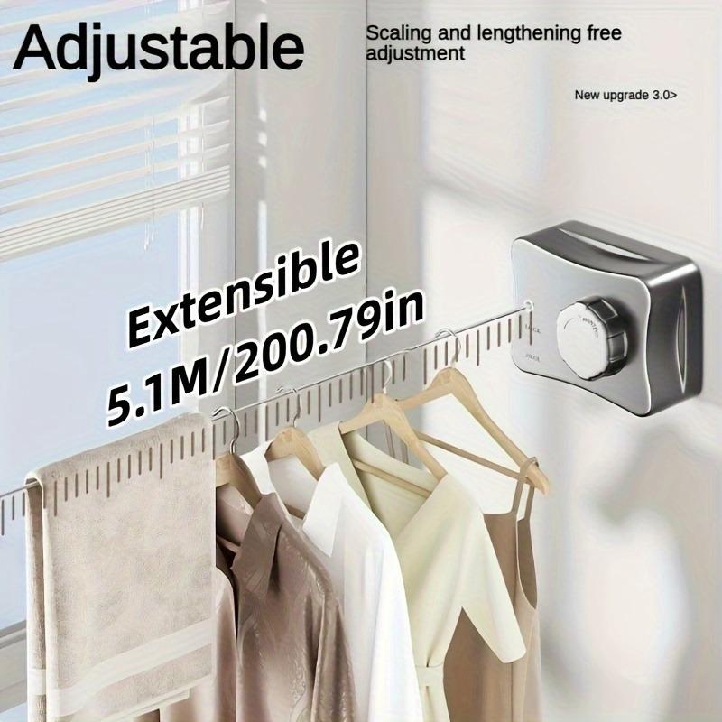 Retractable Clothesline 5M Anti-Sag Clothes Drying Laundry Line Indoor Space Saving Wall-Mounted Invisible Clothesline Ropes New