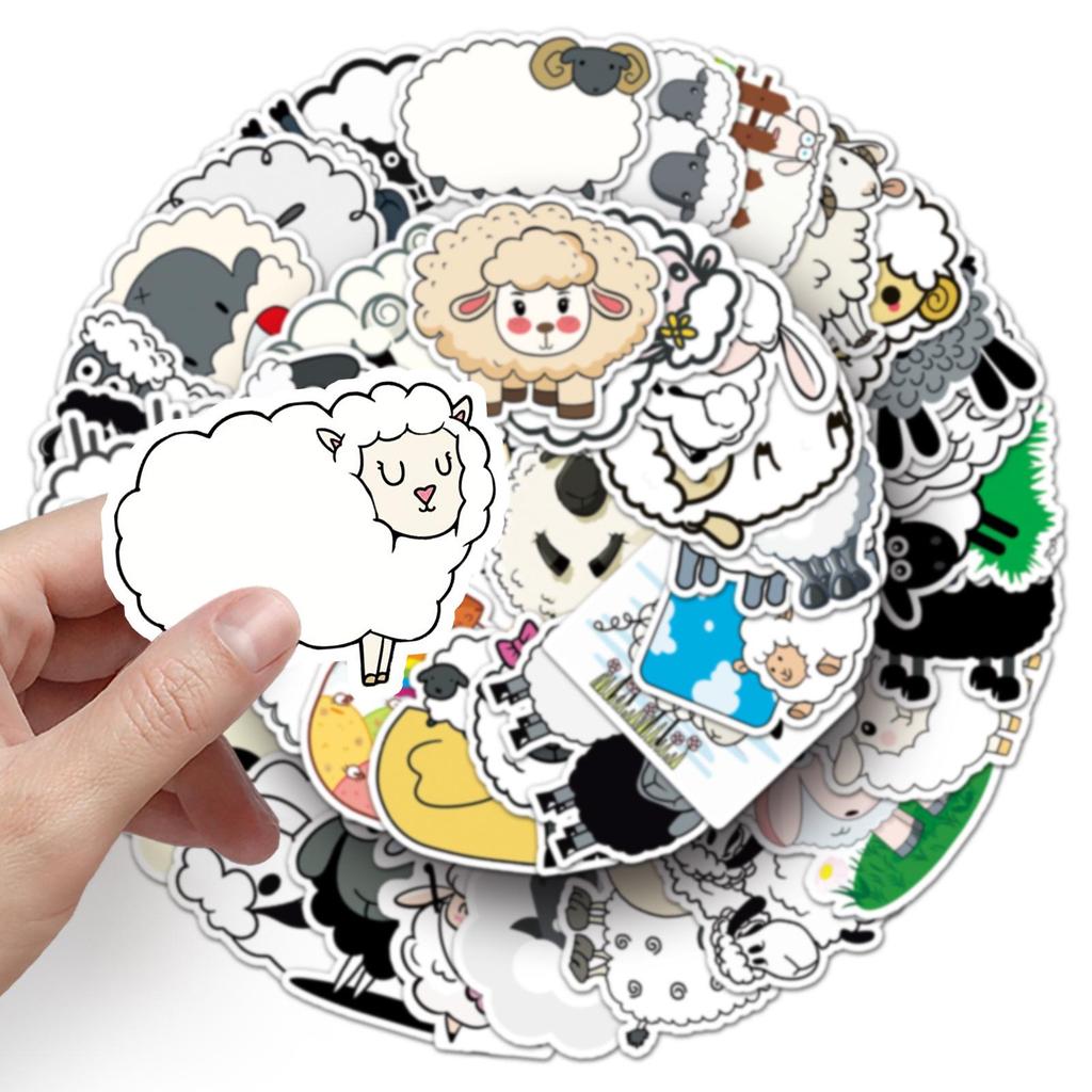 50 Little Sheep Graffiti Cartoon Animal Stickers – Cute DIY Creative for Skateboards & Suitcases