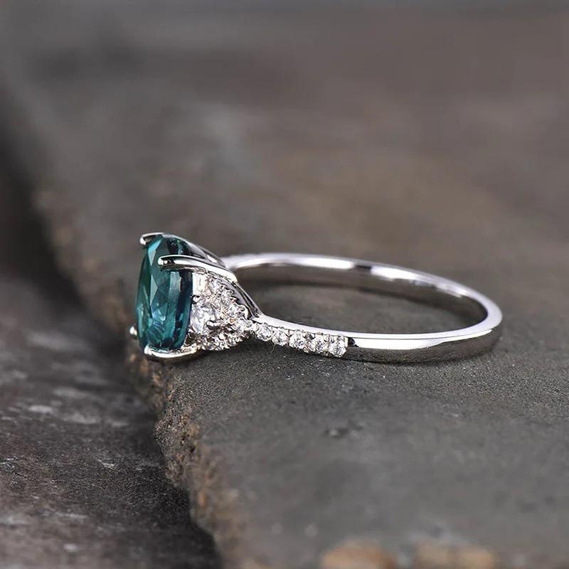 European And American New Luxury Elegant Bride Geometric Elegant Simple Ring Elliptical Zircon Attends Banquet Dazzling 10