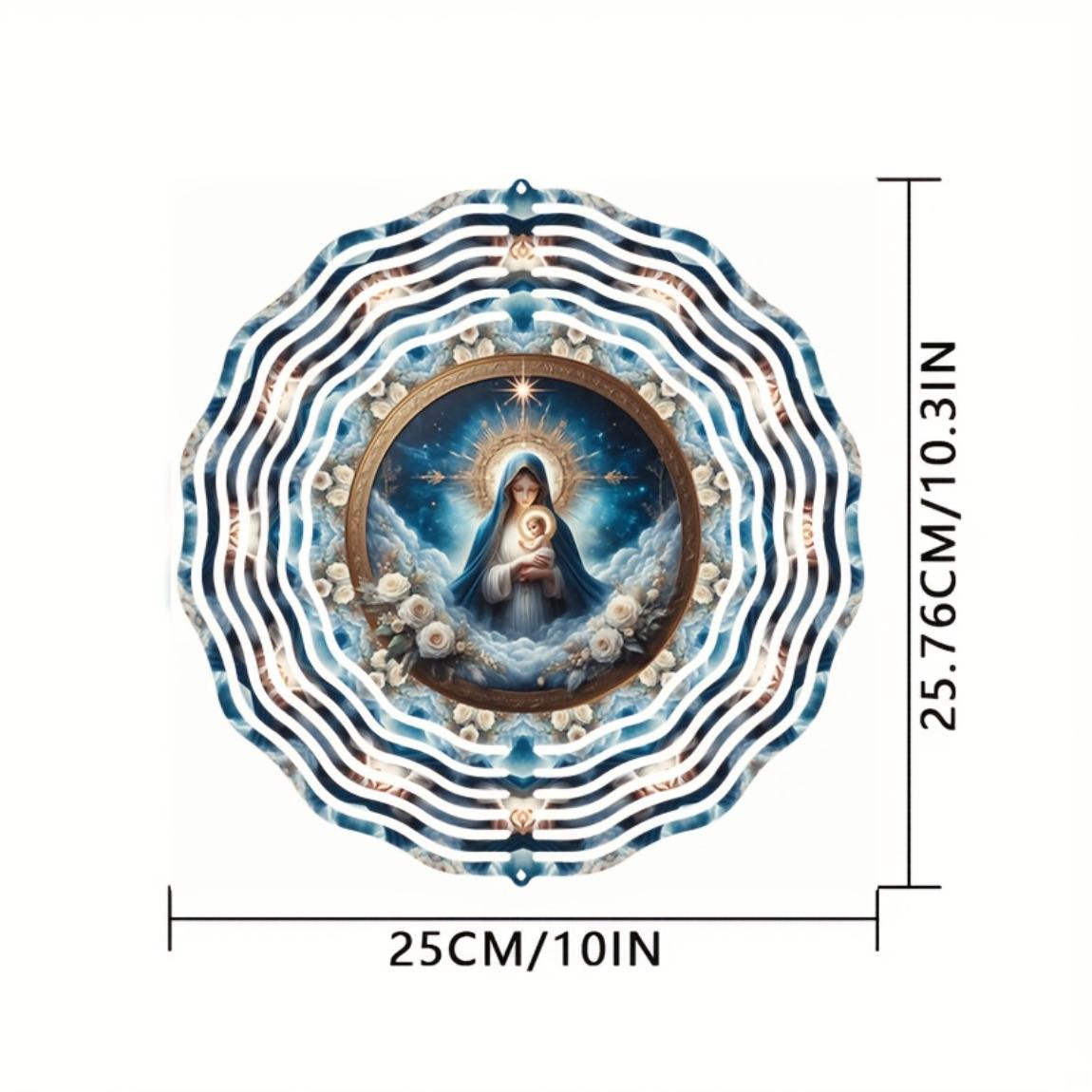 

10 Inch 3D Hanging Kinetic Wind Spinner Outdoor Garden Decor with 360 Rotating Hook Laser Cut Metal Art Geometric Pattern Housewarming 01A