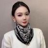 Soft Winter Silk Scarf Warm Small Square Scarf Fashion Magnetic Buckle Scarf  Women