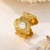 Anello in Acciaio Inossidabile con Gocce Irregolari Floreali Francesi - Design Lussuoso e Resistente ai Colori per Donne