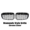 All Black Single Line Style Front Bumper Grilles For BMW X3 F25 2010-2013 Silver Diamonds Style Racing Double Slat Grills
