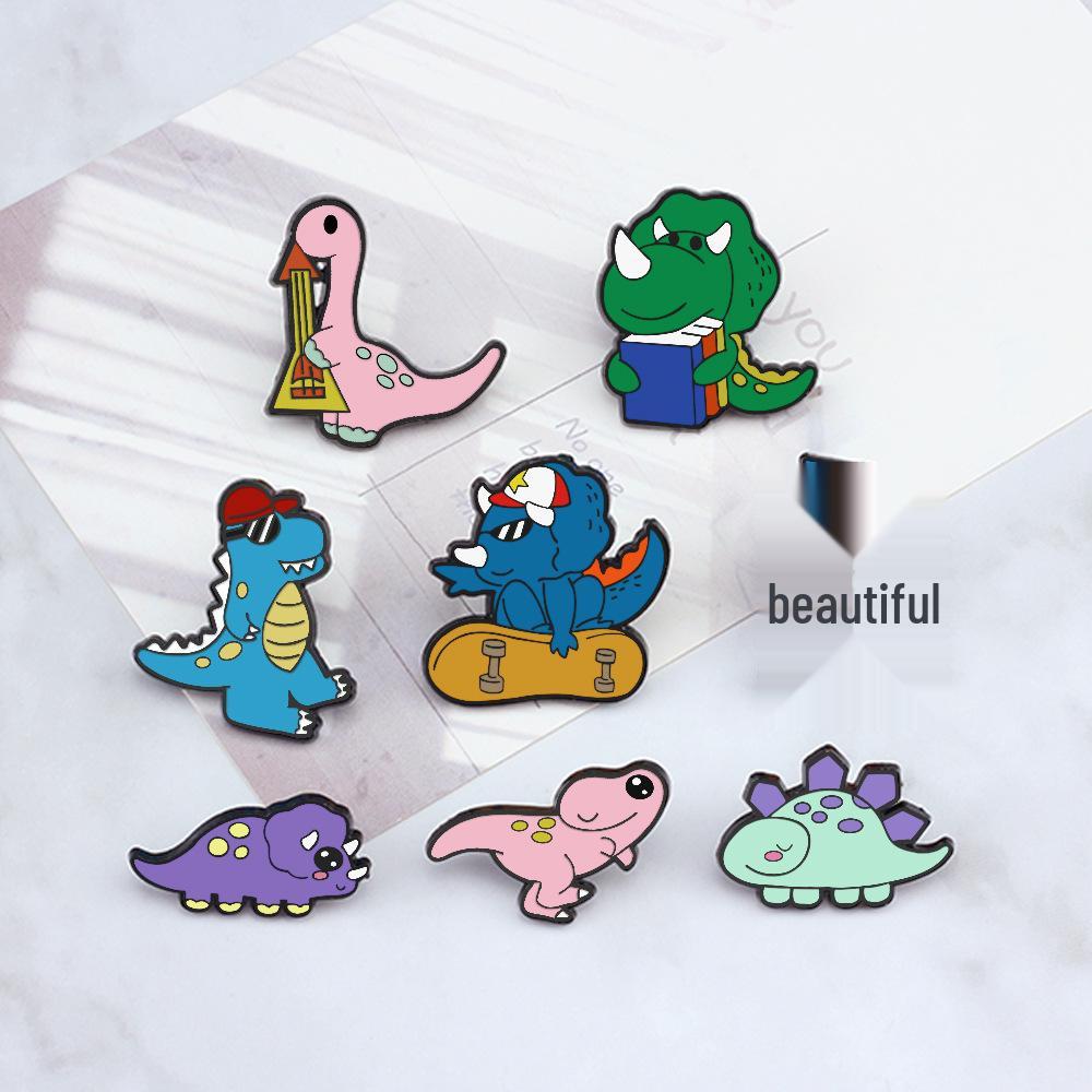 Adorable Kawaii Dinosaur Cartoon Brooch: Soft Animal Badge, Student Bag Pendant Ornament