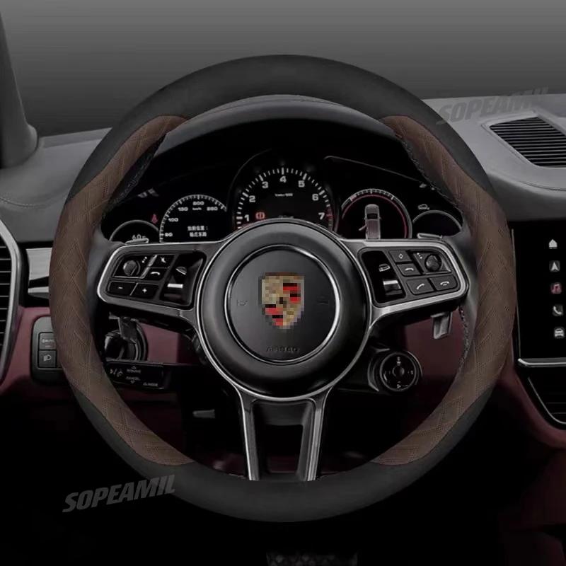DFRG8 Auto Logo Stuurwielhoes Voor Porsche Cayenne Panamera Macan Taycan 718 911 997 987 Boxste Automotive Interieur Accessoires