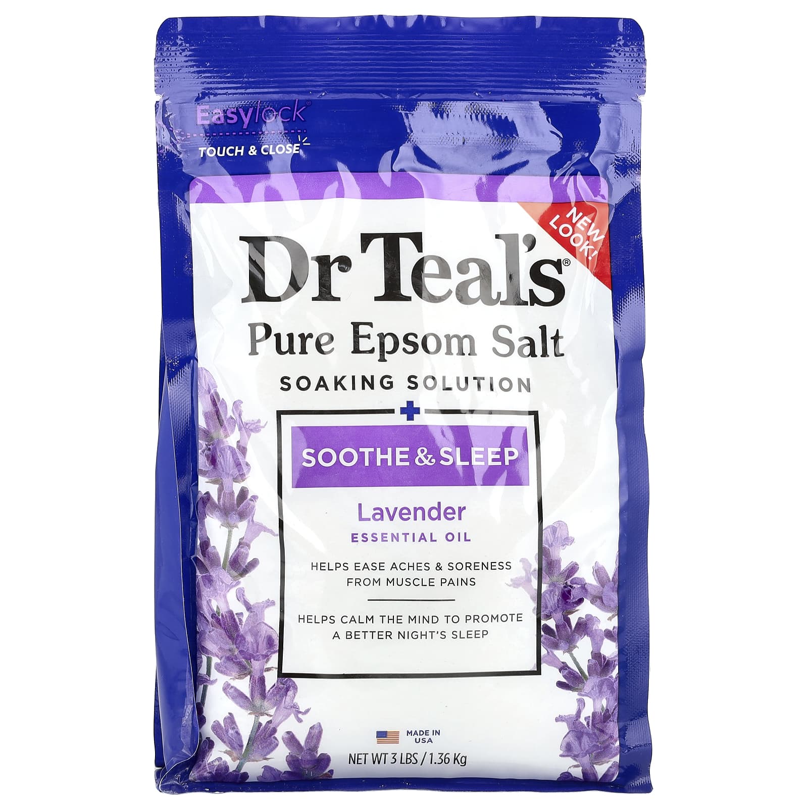 

Dr. Teal S, Pure Epsom Salt Soaking Solution, Lavender, 1.36Kg(3Lb)