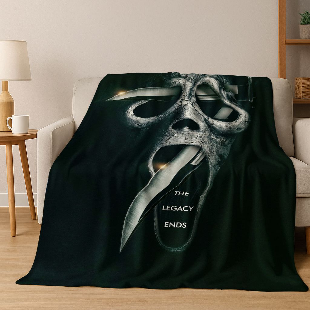 Manta de Franela de Personajes de Terror S-Grito Cara de Fantasma, Manta Suave Acogedora para Hogar Dormitorio Cama Sofá Cubierta de Picnic Regalo para Niños