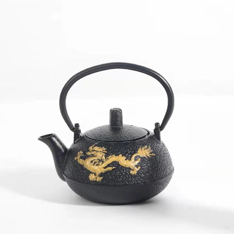 

Японський чавунний чайник – 50 мл/300 мл чорний ретро-чайник із ситечком для розсипного чаю 300ml Dragon