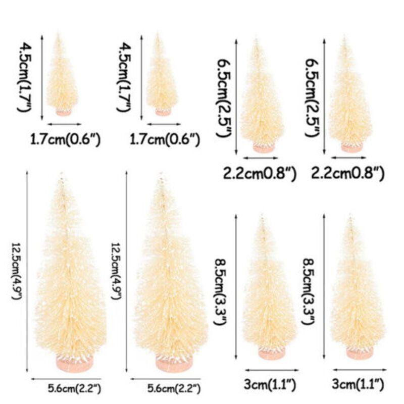 Christmas 8pcs Miniature Tree Mini Pine Frosted Sisal Trees Xmas Ornaments Decor