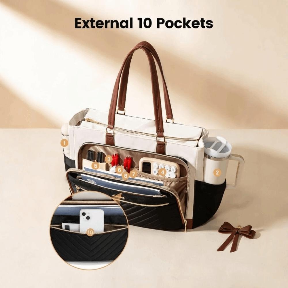 Sac à lunch isotherme grande capacité Design 3 en 1 Sac fourre-tout de travail résistant à l'eau Porte-gobelet durable Sac de transport pour ordinateur portable Collège