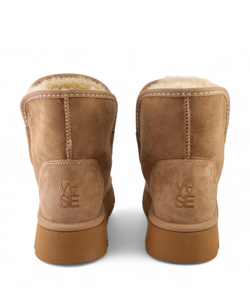 Yase 6Cm Piping Natural Wool Boots Chestnut