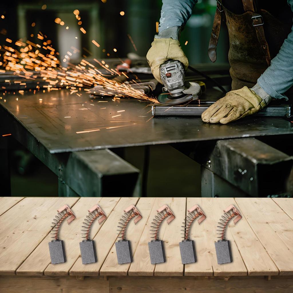 Six Pieces Carbon Brushes Compatible with For PAG600 Angle Grinders Size Info