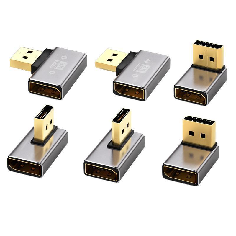 Right Angle DP 1.4 Adapter DisplayPort Male to Female 90 Degree Connector for Home Office PC Laptop Monitor Connection
