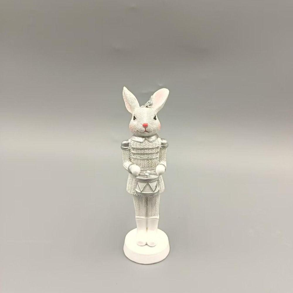 Soldier Style Nut Cracker Rabbit Resin Material Bunny Sculpture Bunny Figurines  Bookshelves Decor
