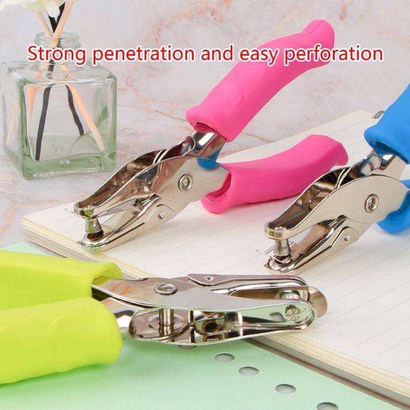 Handheld Single Hole Punch 6mm Hole Puncher 8 Sheets Capacity for Punching Paper Cardstock, Single Hole Paper Punch